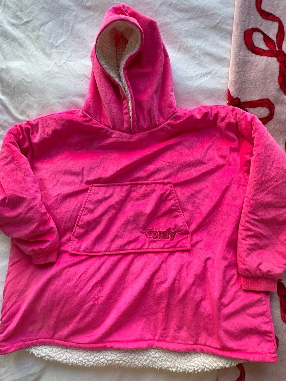 Kids' Sherpa-Lined Hooded Pullover in Bright Pink